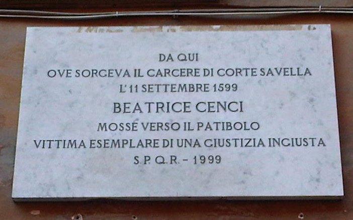 Plaque for Beatrice Cenci
