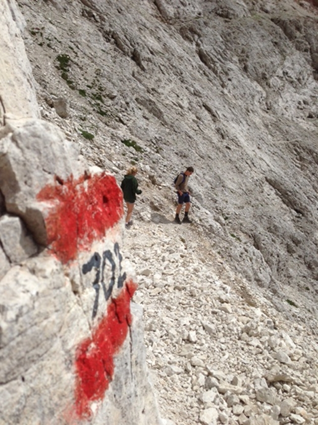 Nico and Chiara take a hair-pin turn on trail 702. August 2013. Photo by Trisha Thomas