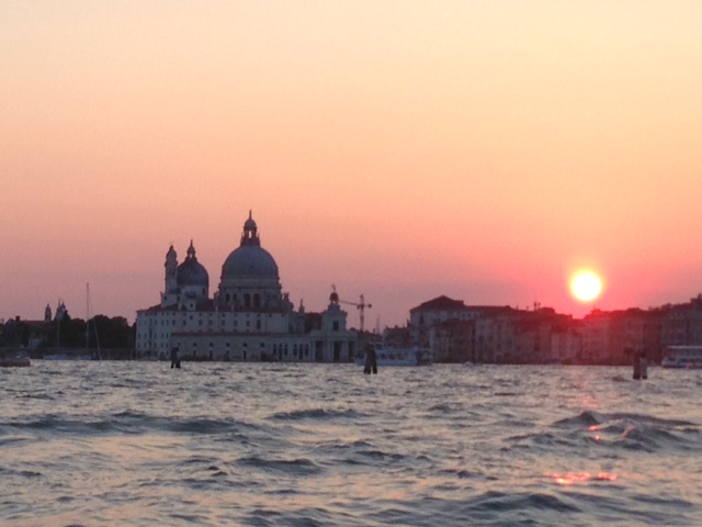 A Venetian Sunset seen from the Vaporetto heading from the Lido to Venice. August 31, 2013. Photo by Trisha Thomas