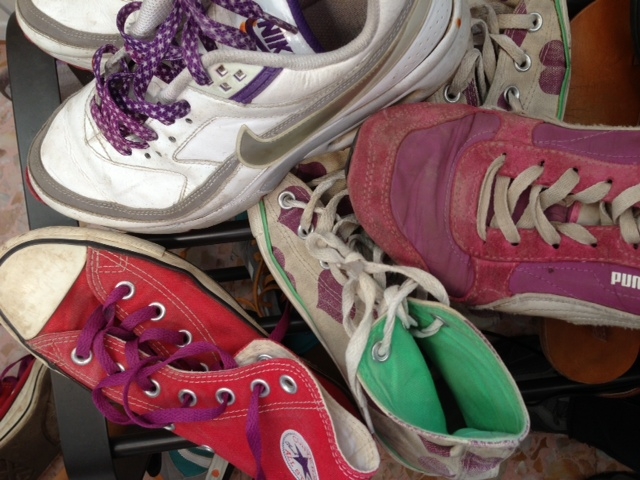 My daughters' sneaker pile. November 1, 2013. Photo by Trisha Thomas