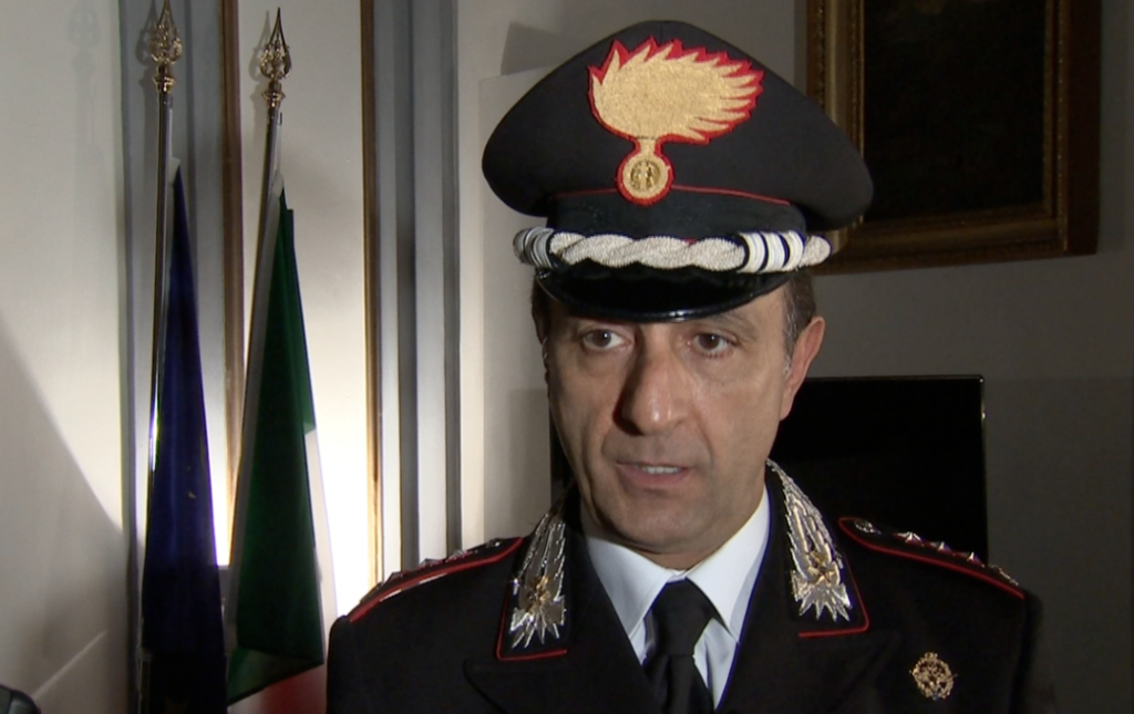 Carabinieri Commander Salvatore Luongo in an interview with AP Television. Freeze frame of video shot by AP Cameraman Paolo Lucariello. Wednesday, January 22, 2014