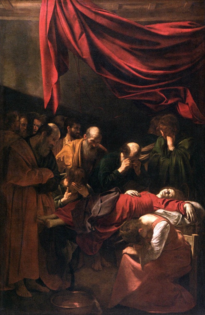 Caravaggio's "Death of the Virgin" - a prostitute named Anna Bianchini is assumed to be the model for the virgin.