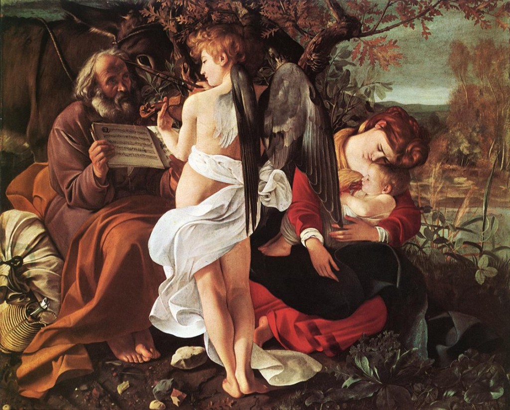 Caravaggio's "Rest on the Flight to Egypt" at the Gallery Doria Pamphilj in Rome. 