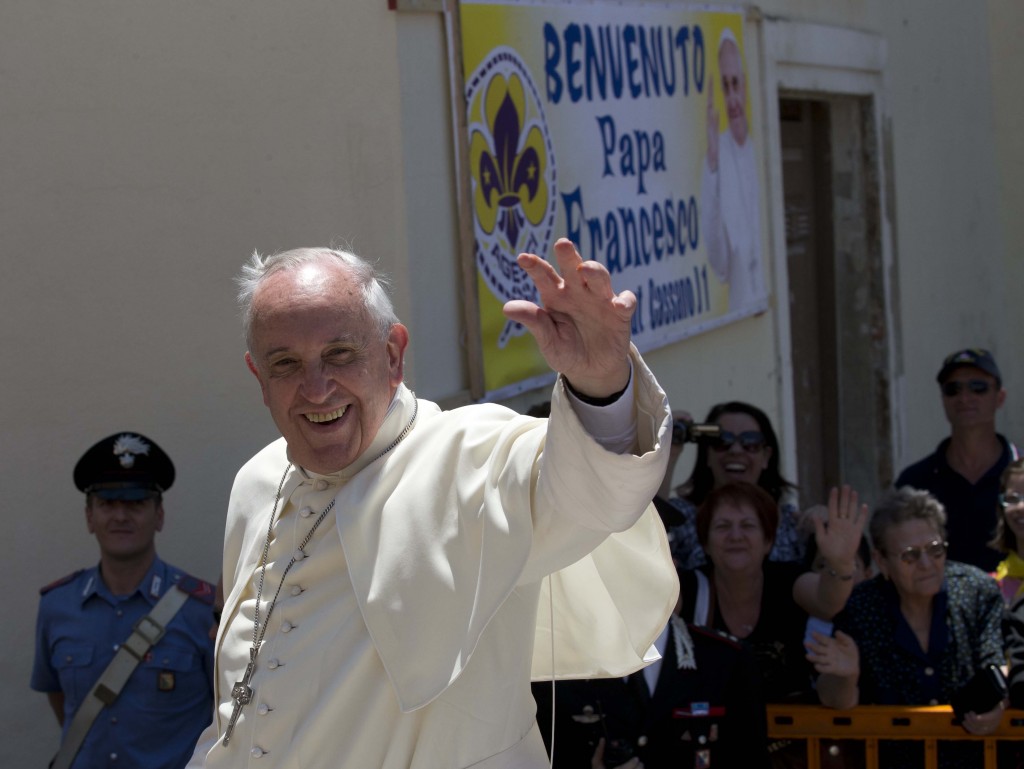Pope Francis at Cassano allo Jonio in Calabria.  June 21, 2014.  Photo for Mozzarella Mamma by AP Photographer Alessandra Tarantino