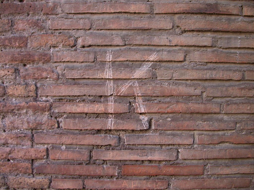 A 25 centimter (10 Inch) letter "K" scratched into the wall of the Colosseum by a vandal on November 22. Photo credit: Italian Ministry of Culture.