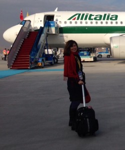 Trisha Thomas heading for plane in Ankara. November 29, 2014. Photo by AP photographer Gregorio Borgia