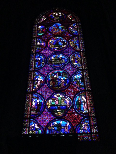 Stained glass window in Bourges Cathedral in France. Photo by Trisha Thomas, January 2, 2014