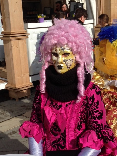 Melissa from Canada enjoying the Carnival in St. Mark's Square. February 7, 2015. Photo by Trisha Thomas