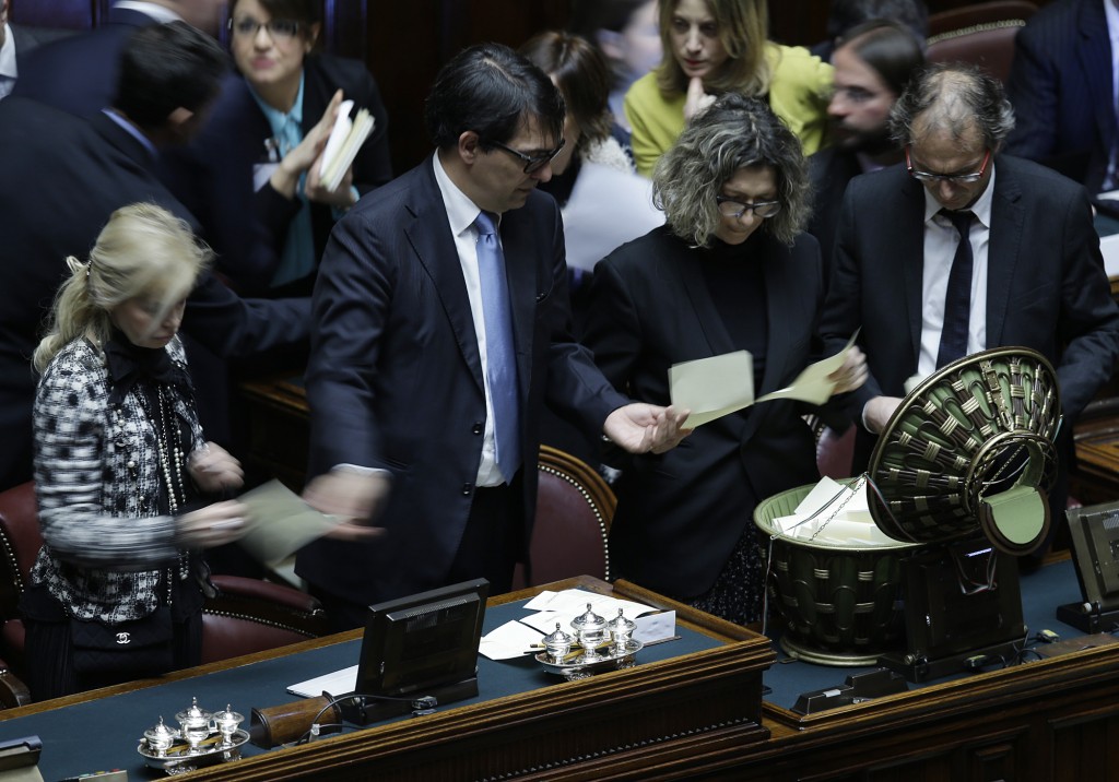 Ballots are counted at the end of a voting session for the election of the new Italian President in Rome, Friday, Jan. 30, 2015. Photo by AP Photographer Gregorio Borgia for Mozzarella Mamma
