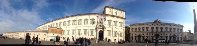 Panorama photo of the Quirinale Presidential Palace in Rome. Photo by Trisha Thomas