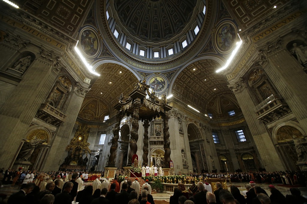 Pope Francis presides over Armenian Rite Mass to mark the 100th anniversary of the Armenian genocide in St. Peter's Basilica. April 12, 2015. Photo by AP Photographer Gregorio Borgia for Mozzarella Mamma