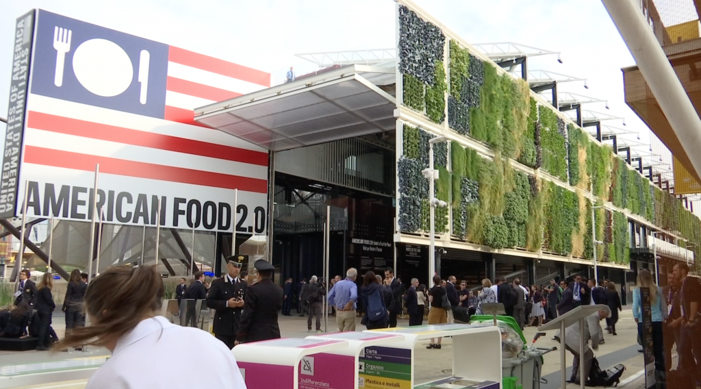 The US Pavilion at Milan EXPO 2015. Freeze frame of video shot by AP Television Cameraman Gigi Navarra. June 18, 2015
