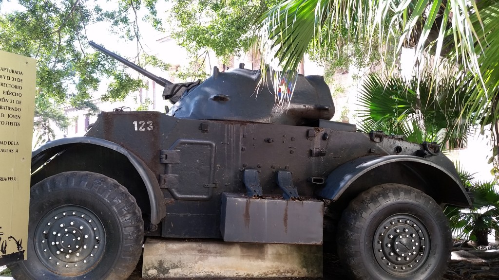 Tank used by Fidel Castro outside the University of Havana Cuba. Photo by Gwen Thomas. March 18, 2015