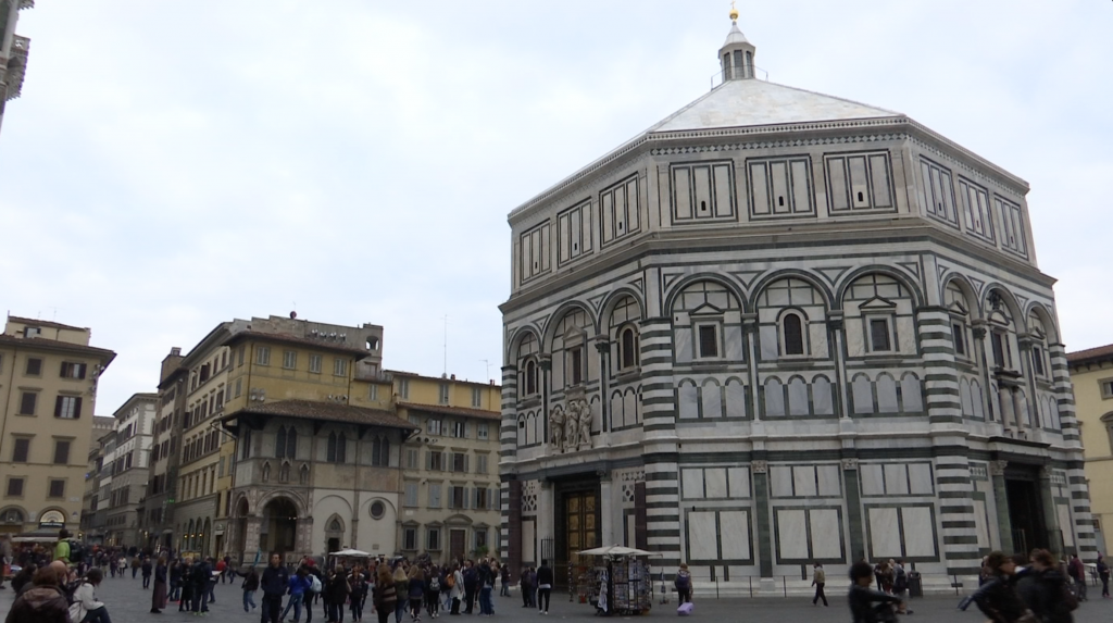 The Florence Baptistery.  Freeze frame of video shot by AP Cameraman Gigi Navarra. Florence, November 20, 2015