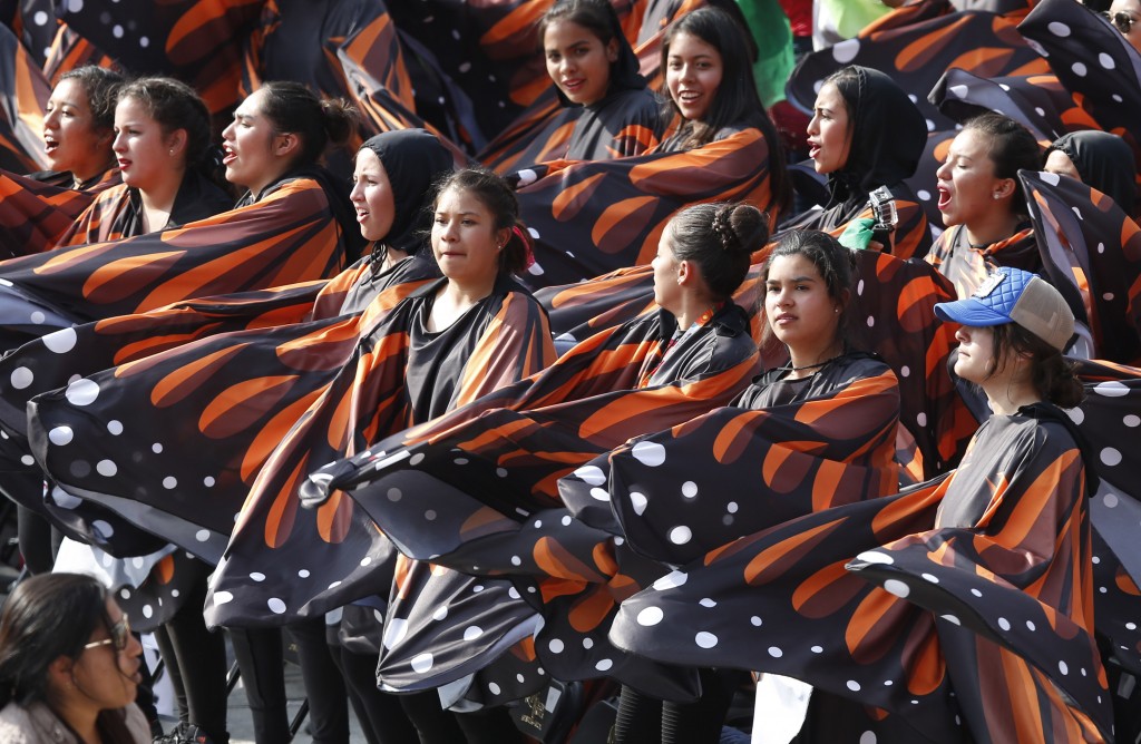 Girls dressed as monarch butterflies perform as Pope Francis meets with young people at the Jose Maria Morelos Pavon Stadium in Morelia, Mexico, Feb. 16. The area is host to monarch butterflies who migrate from Canada during the winter. Feb. 16, 2016. Photo by Paul Haring of Catholic News Service for Mozzarella Mamma