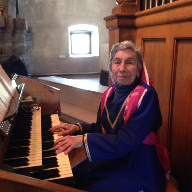 Hripsime Baldjian, the organ player at the Seven Wounds Cathedral in Gyumri prepares to play for Pope Francis. June 25, 2016. Photo by Trisha Thomas