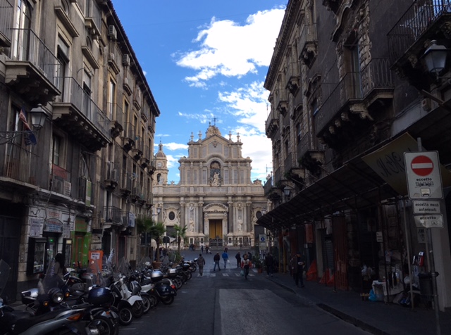 Looking down the street towards Catania's Duomo. November 12, 2016. Photo by Trisha Thomas