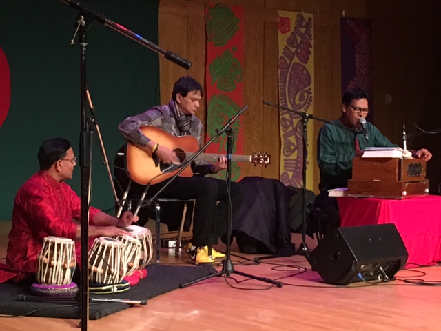 Bangladeshi singer Anup Barua performs with his musicians at celebrations in Boston for the 45th anniversary of Bangladesh's Victory Day. Photo by Trisha Thomas, December 17, 2016