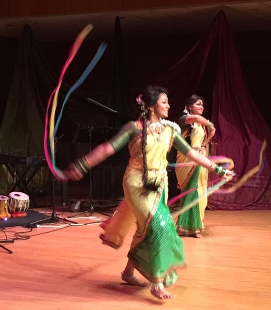 Traditional Bengali dancers with long braids, jingling ankle bracelets and silk saris. Photo by Trisha Thomas, Boston, Massachusetts, December 17, 2016