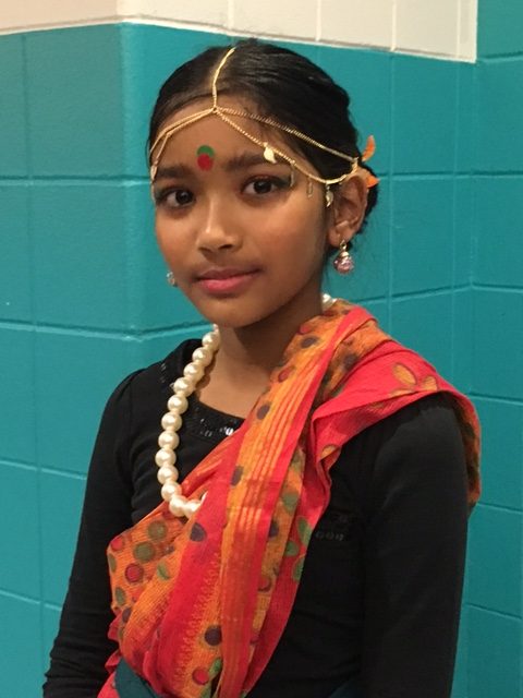 A Bangladeshi-American girl named Yanka dressed up to perform in traditional dances to celebrate the 45th anniversary of Bangladesh's Victory Day. December 17, 2016. Photo by Trisha Thomas, Boston, Massachusetts
