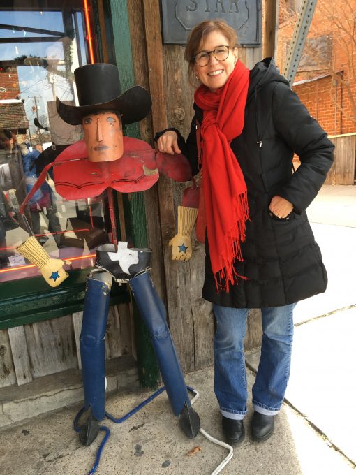 Trisha Thomas (me) with my Cowboy buddy in Fort Worth, Texas, Photo by Gwen Thomas. December 20, 2016