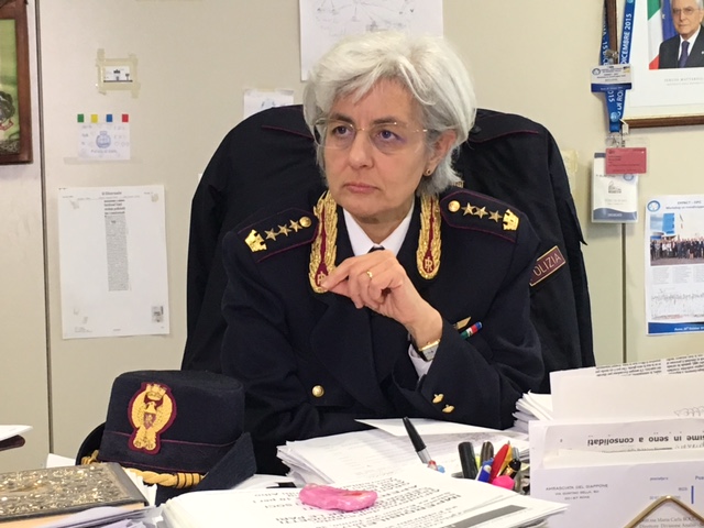 Police Chief Maria Carla Bocchino during interview in her office. Photo by Trisha Thomas, Rome, February 20, 2017