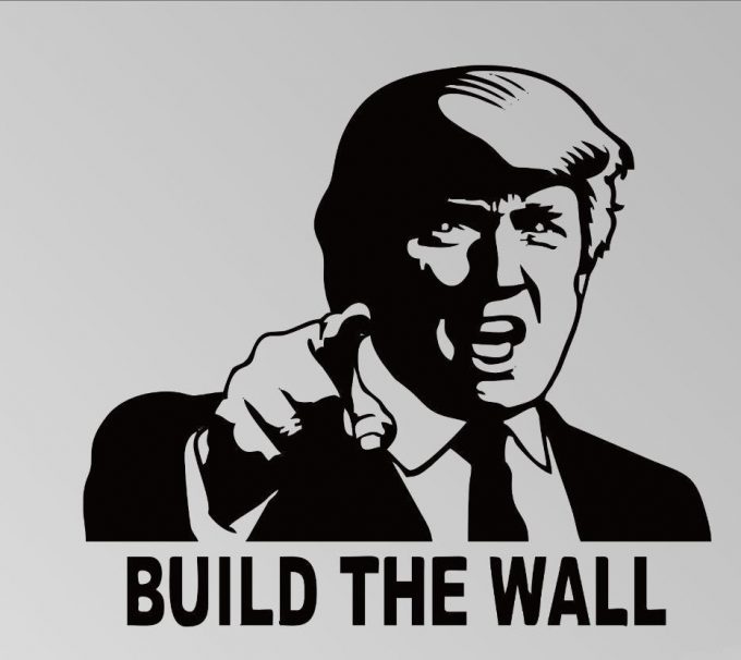 "Build the Wall" Truck Sticker for Republican Presidential Candidate Donald Trump