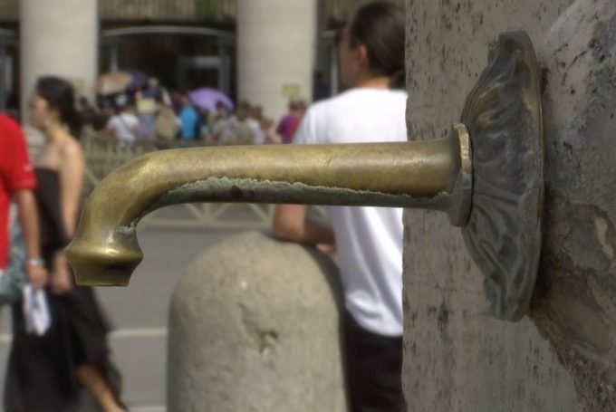 The Pope ordered that fountains like this one at the Vatican be turned off this week as Rome faces water shortages due to drought. Freeze frame of video shot by AP Television cameraman Gianfranco Stara. July 25, 2017
