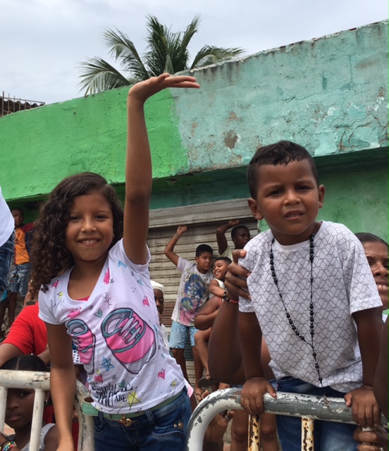 Children waving at Pope Francis in Cartagena. Photo by Trisha Thomas, September 10, 2017